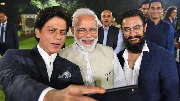 Shahrukh Khan and Aamir Khan with Indian PM Narendra Modi [via Instagram]