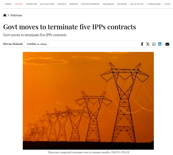 Government moves to terminate 5 IPPs contracts [The Express Tribune]