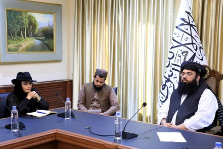 Mawlawi Abdul Kabir highlights efforts to address concerns about threats from Afghanistan’s soil, while seeking EU support and strengthening relations. [image via Tolo News]